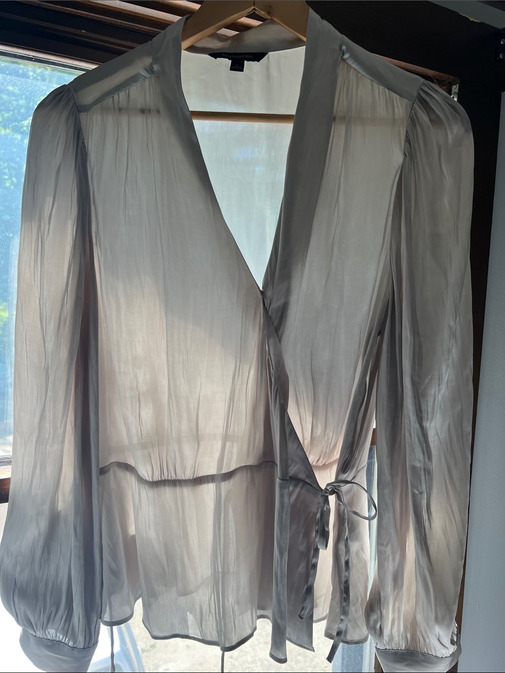 Wrap Blouse in Light Gray
